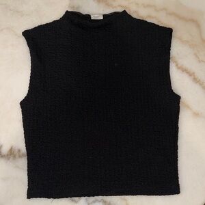 Abercrombie and Fit g Textured Black Sleeveless Mock Neck Tank Top
